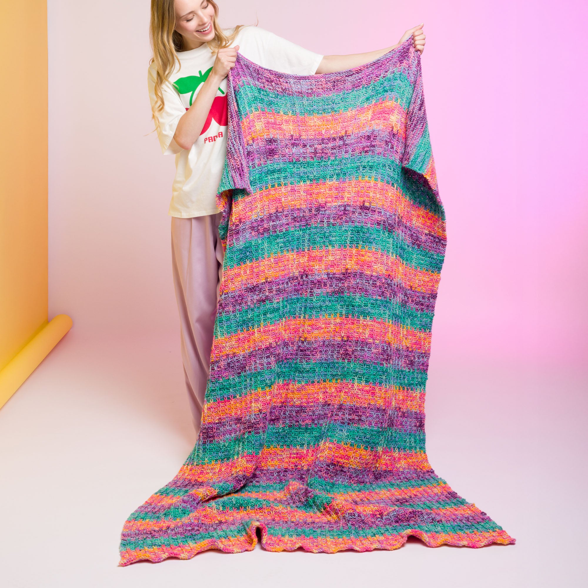 Slipper Pattern Caron Free Easy Caron Slipstream Knit Blanket Pattern | Yarnspirations