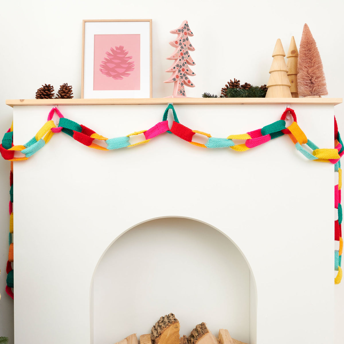 Knit Garland made in Caron Simply Soft Yarn
