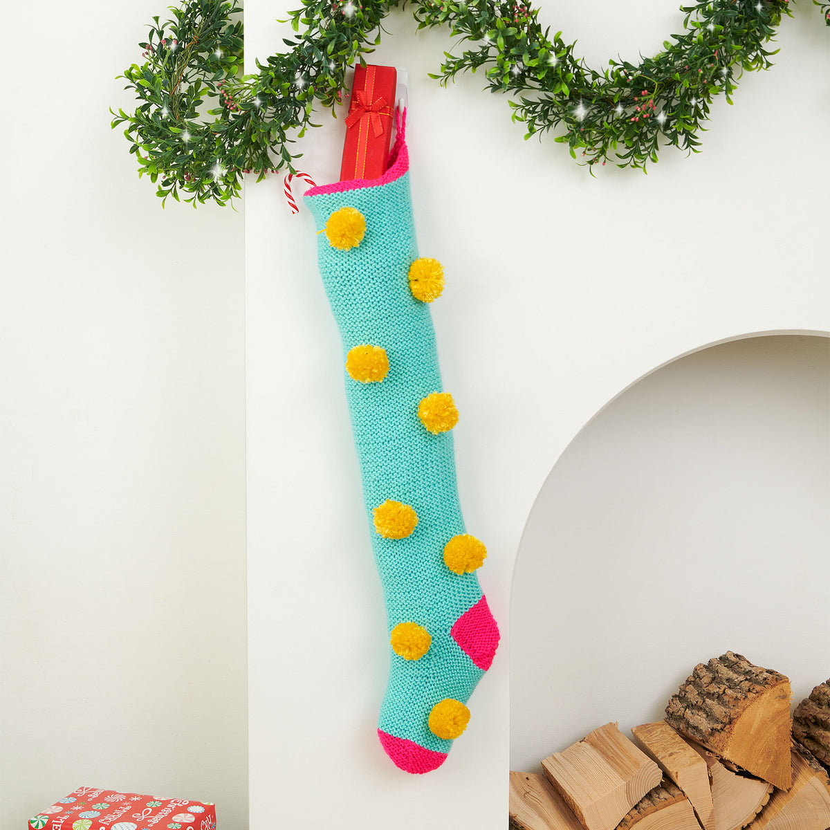 Knit Stocking made in Caron Simply Soft Yarn