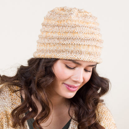 Caron Garter ridges knit Hat Beachy