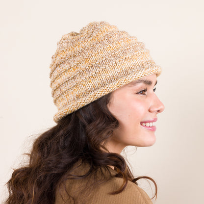 Caron Garter ridges knit Hat Beachy
