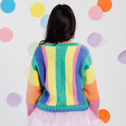 Caron Cakes Sideways Knit Striped Cardigan Caron Cakes Sideways Knit Striped Cardigan