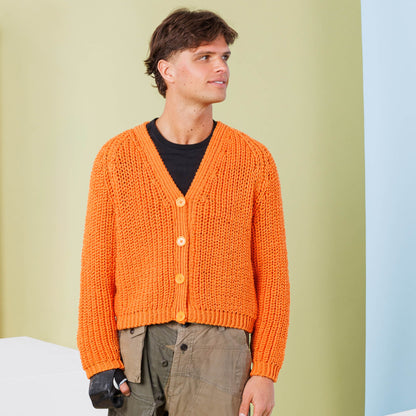 Caron Shake It Up Rib Knit Cardigan Mandarin