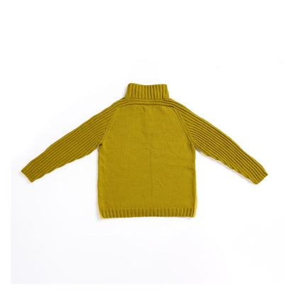 Caron Saddle Shoulder Quarter Zip Knit Sweater Autumn Gold