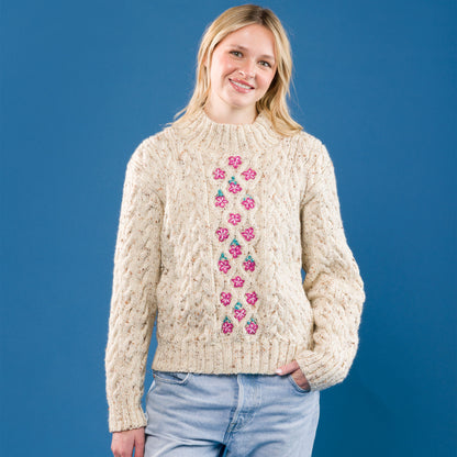 Caron Floral Medallions Knit Pullover Caron Floral Medallions Knit Pullover