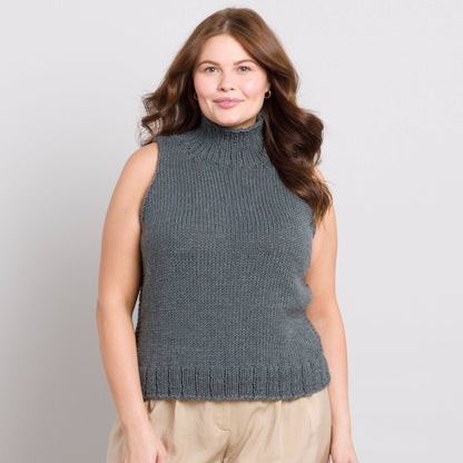 Caron Simply Me Knit Mockneck Vest Dark Gray
