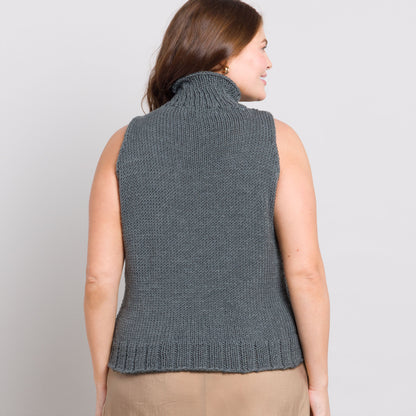 Caron Simply Me Knit Mockneck Vest Dark Gray