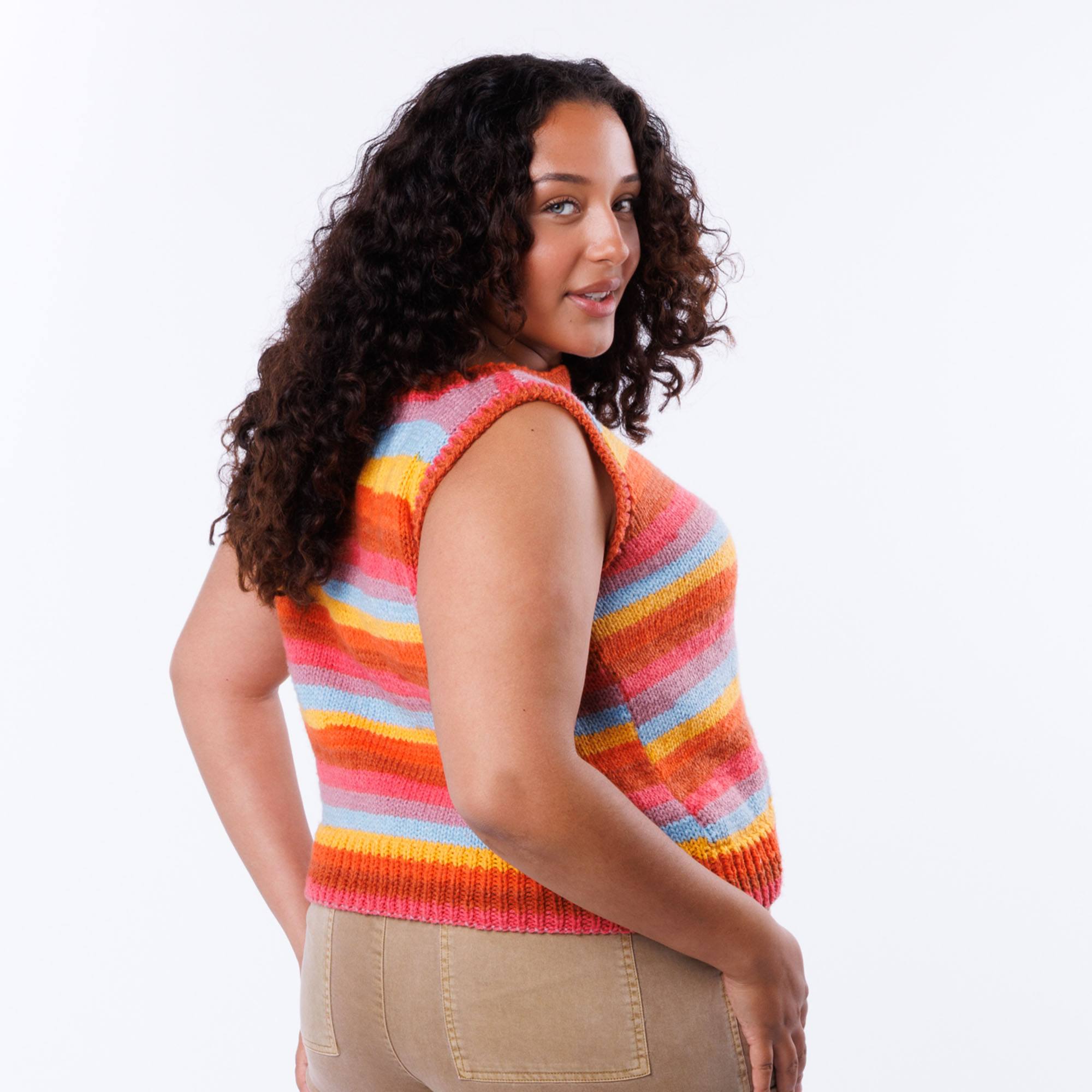 Free Easy Caron Knit Striped Right Vest Pattern | Yarnspirations