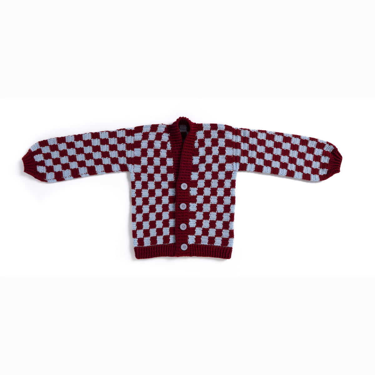 Free Intermediate Caron Checkered Crochet Cardigan Pattern 
