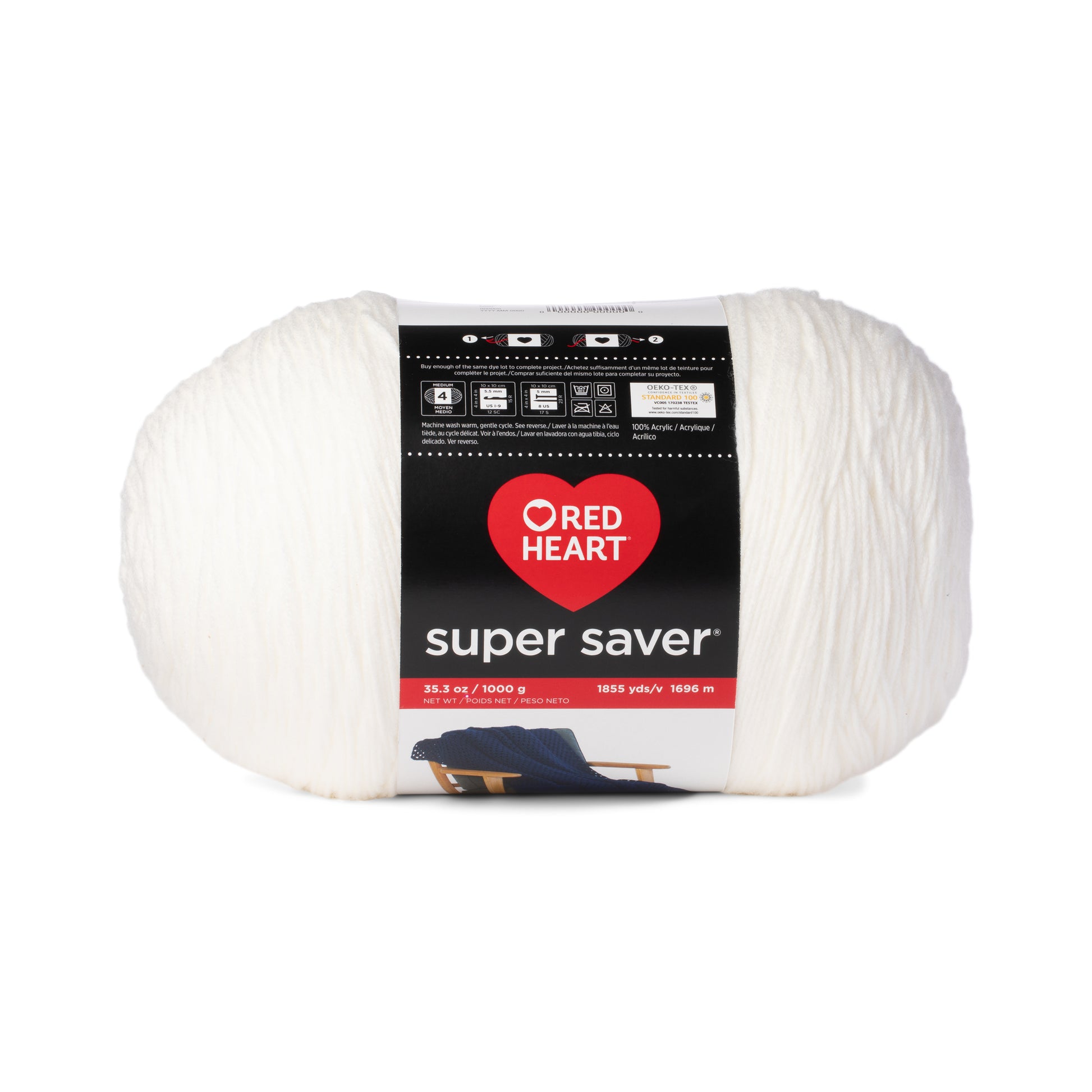 Red Heart Super Saver 1000G (35.3oz) White