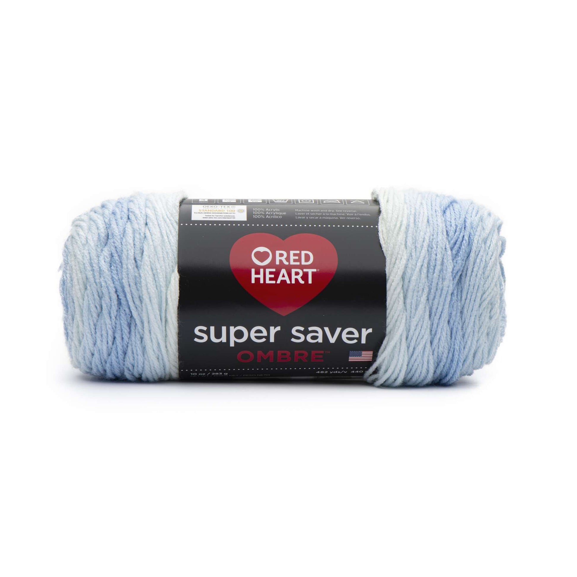 Red Heart Super Saver Jumbo True Blue Ombre Yarn - 2 Pack of 283g/10oz -  Acrylic - 4 Medium (Worsted) - 482 Yards - Knitting/Crochet