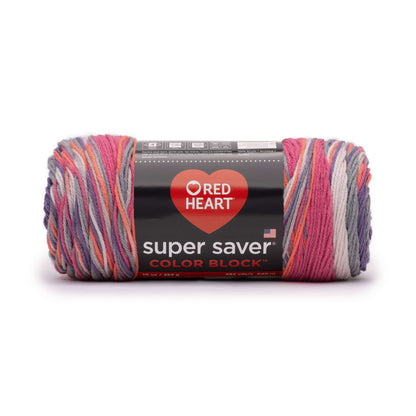 Red Heart Super Saver Color Block Yarn - Discontinued Shades Frosted Honeysuckle