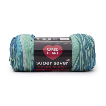Red Heart Super Saver Color Block Yarn - Discontinued Shades Liquid Teal