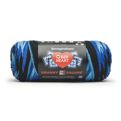 Red Heart All In One Granny Square Yarn (250g/8.8oz) Black - Blue Beacon