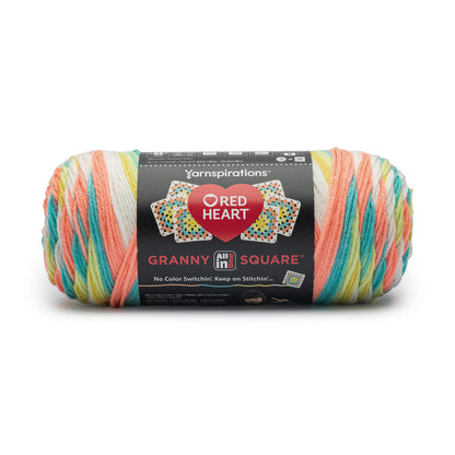 Red Heart All In One Granny Square Yarn (250g/8.8oz) Soft White - Rainbow Sherbet