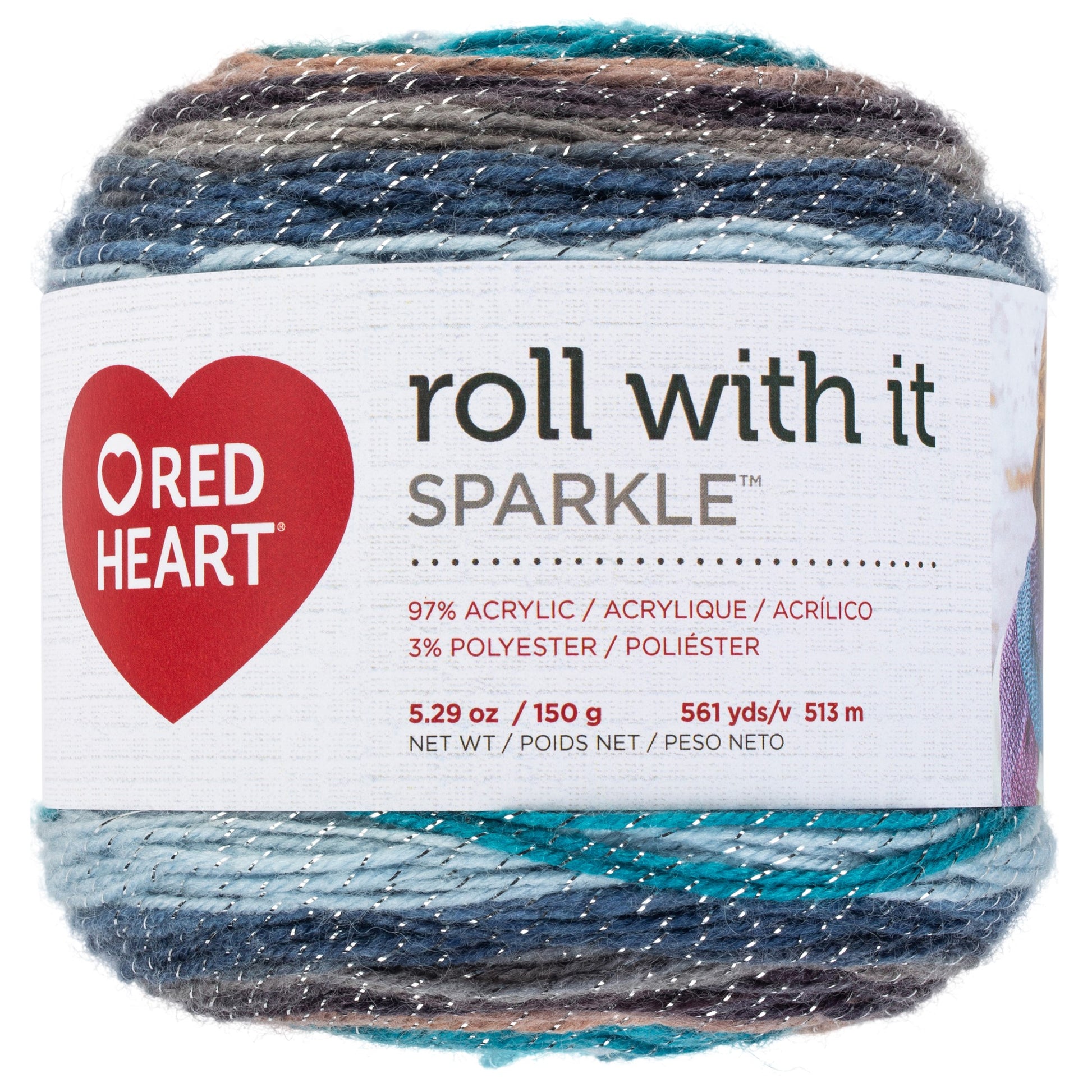 Red Heart Roll With It Sparkle Yarn Opal