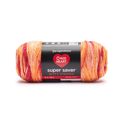 Red Heart Super Saver Bitty Stripes Yarn Hot Stuff