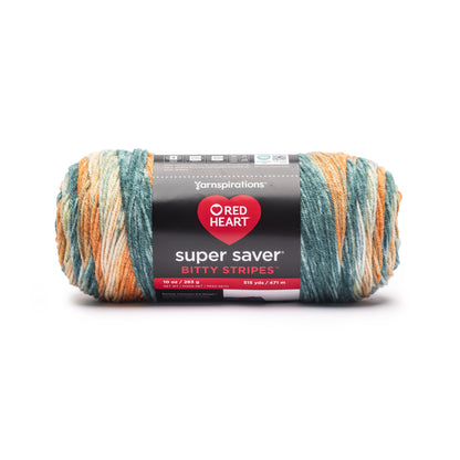 Red Heart Super Saver Bitty Stripes Yarn Coral Reef