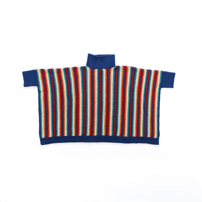 Patons Sand & Ocean Crochet Poncho Navy Red Stripes