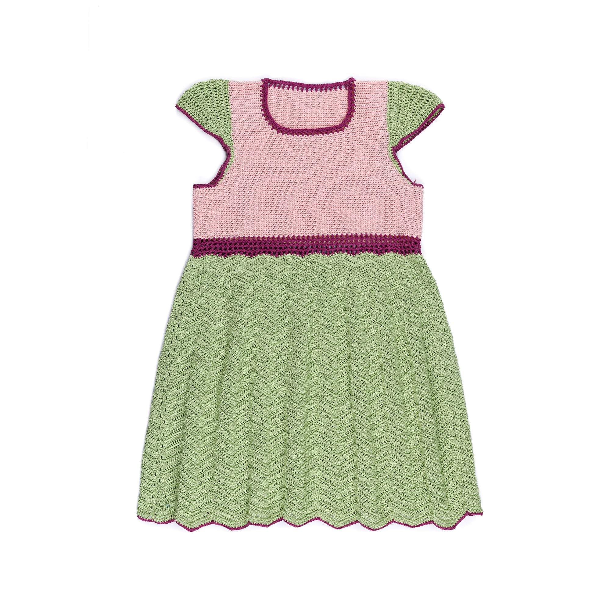 Free Easy Patons Crochet Color Block Babydoll Dress Pattern