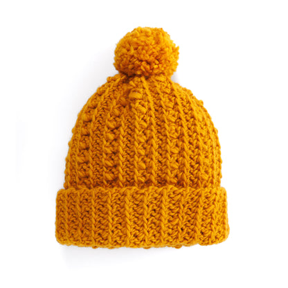 Patons Crochet Hat With Pompom Yellow