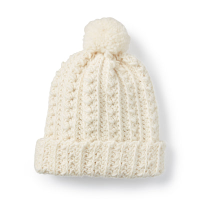 Patons Crochet Hat With Pompom White