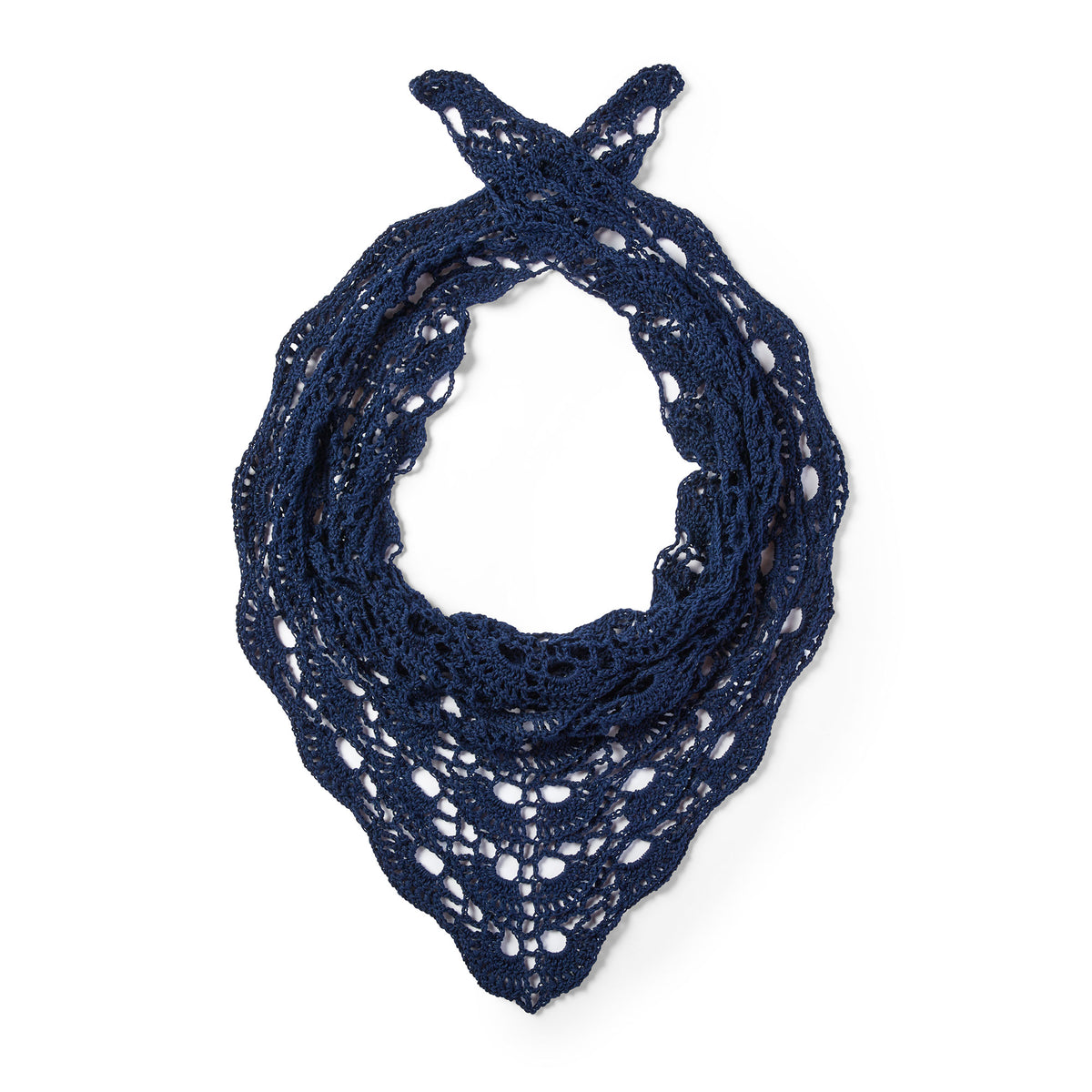 Crochet Shawl made in Patons Grace Yarn, Navy.