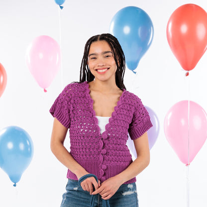 Patons Grace Scallop-Edged Crochet Cardigan Orchid