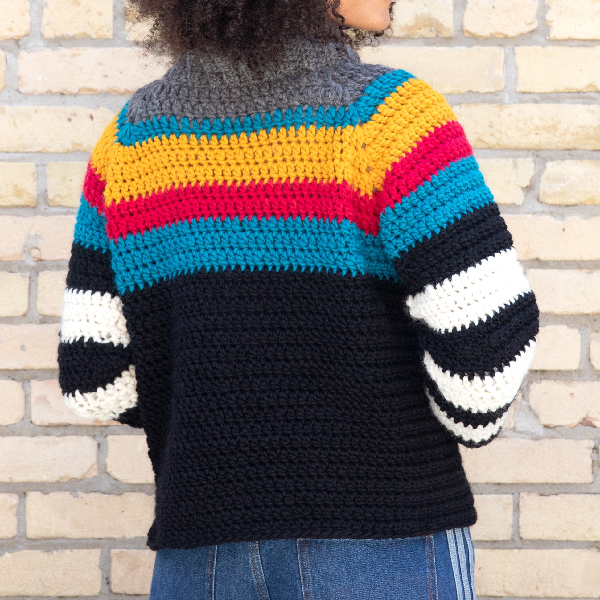 Patons Stripe It Bright Crochet Sweater Patons Stripe It Bright Crochet Sweater