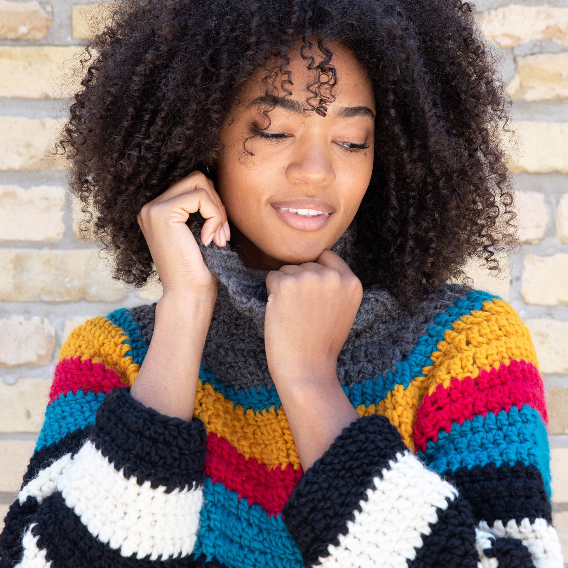 Free Patons Stripe It Bright Crochet Sweater Pattern