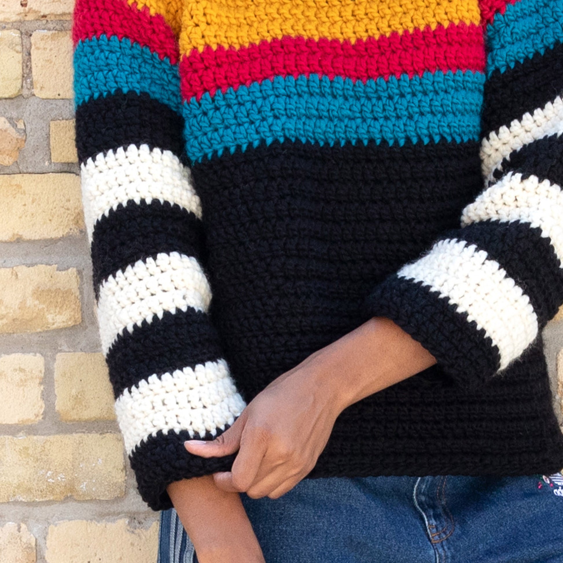 Patons Stripe It Bright Crochet Sweater Patons Stripe It Bright Crochet Sweater