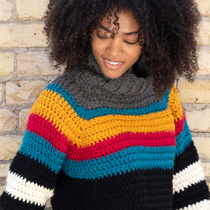 Patons Stripe It Bright Crochet Sweater Crochet Sweater made in Patons Classic Wool Roving Yarn