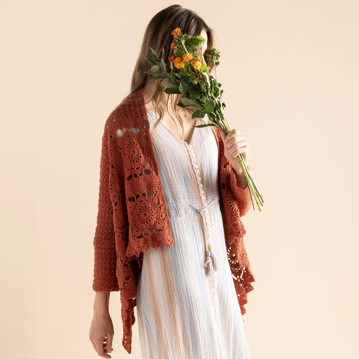 Crochet Cardigan made in Patons Linen Yarn