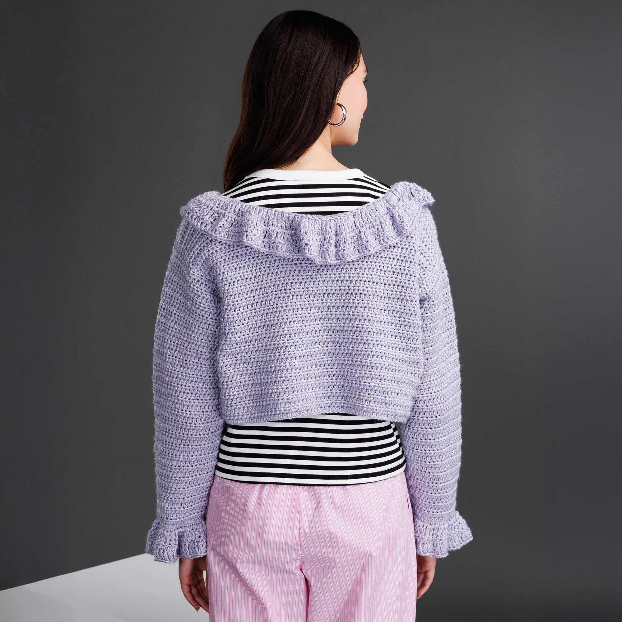 Free Easy Patons For the Frill of It Crochet Cardigan Pattern
