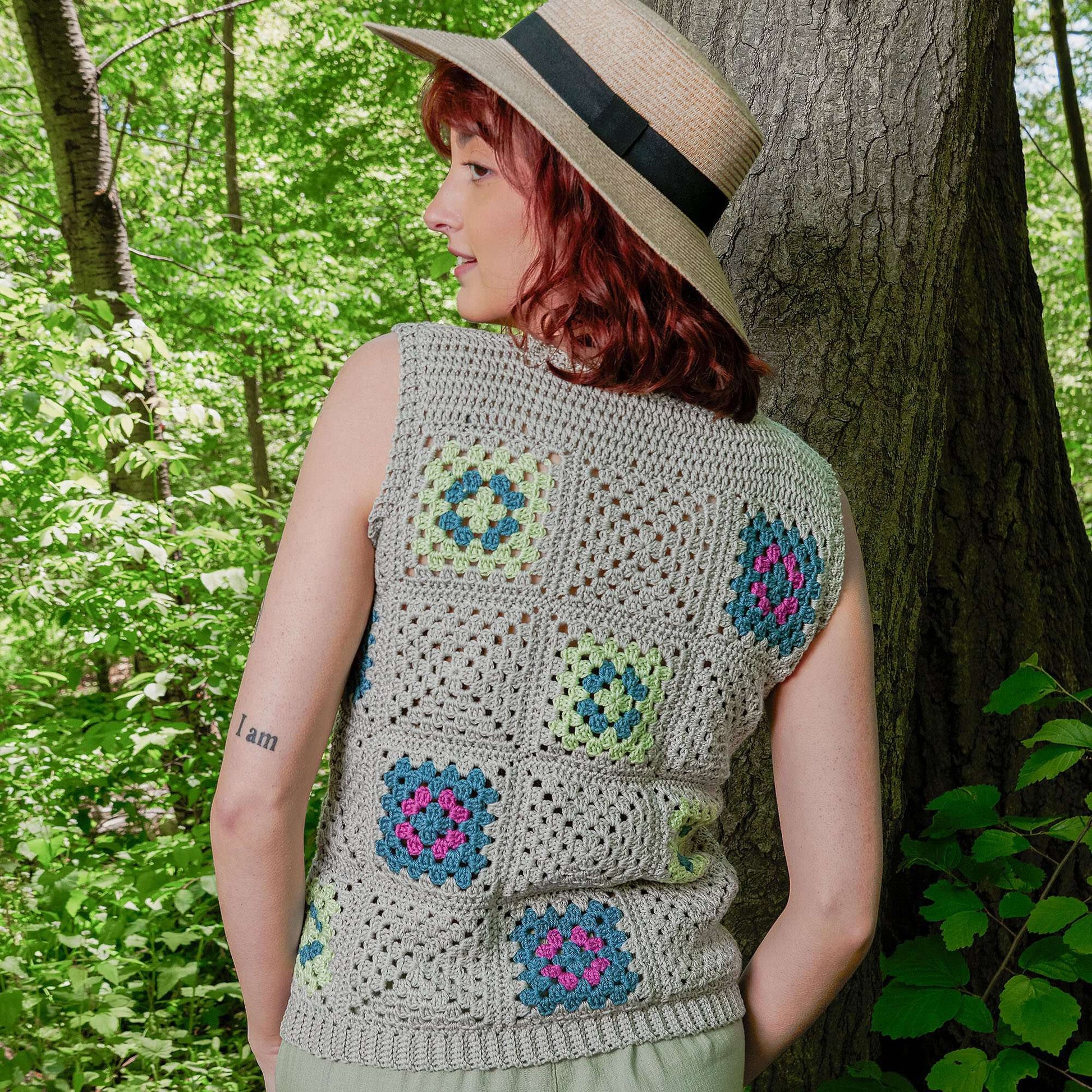 Free Patons Crochet Granny Patchwork Vest Pattern