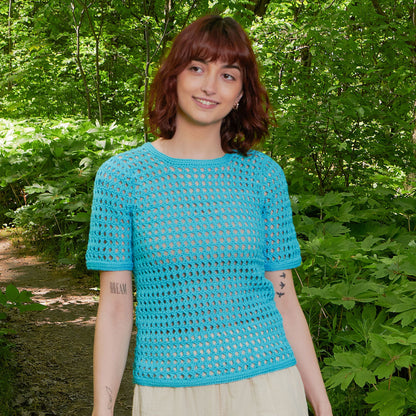 Patons Mesh Stitch Crochet Top Aquifer