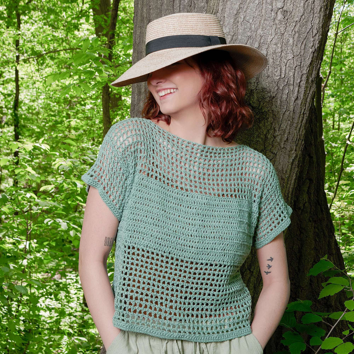 Crochet T-shirt made in Patons Linen Yarn