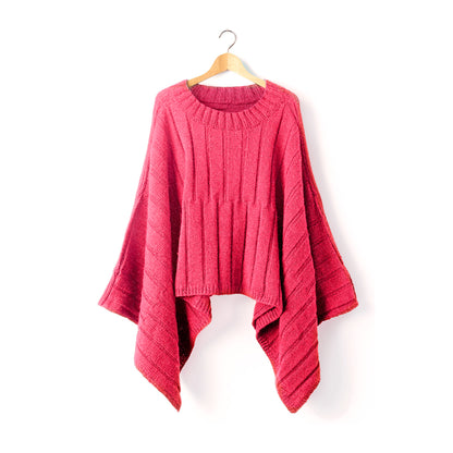 Patons Reversible Ribbed Knit Poncho Coral