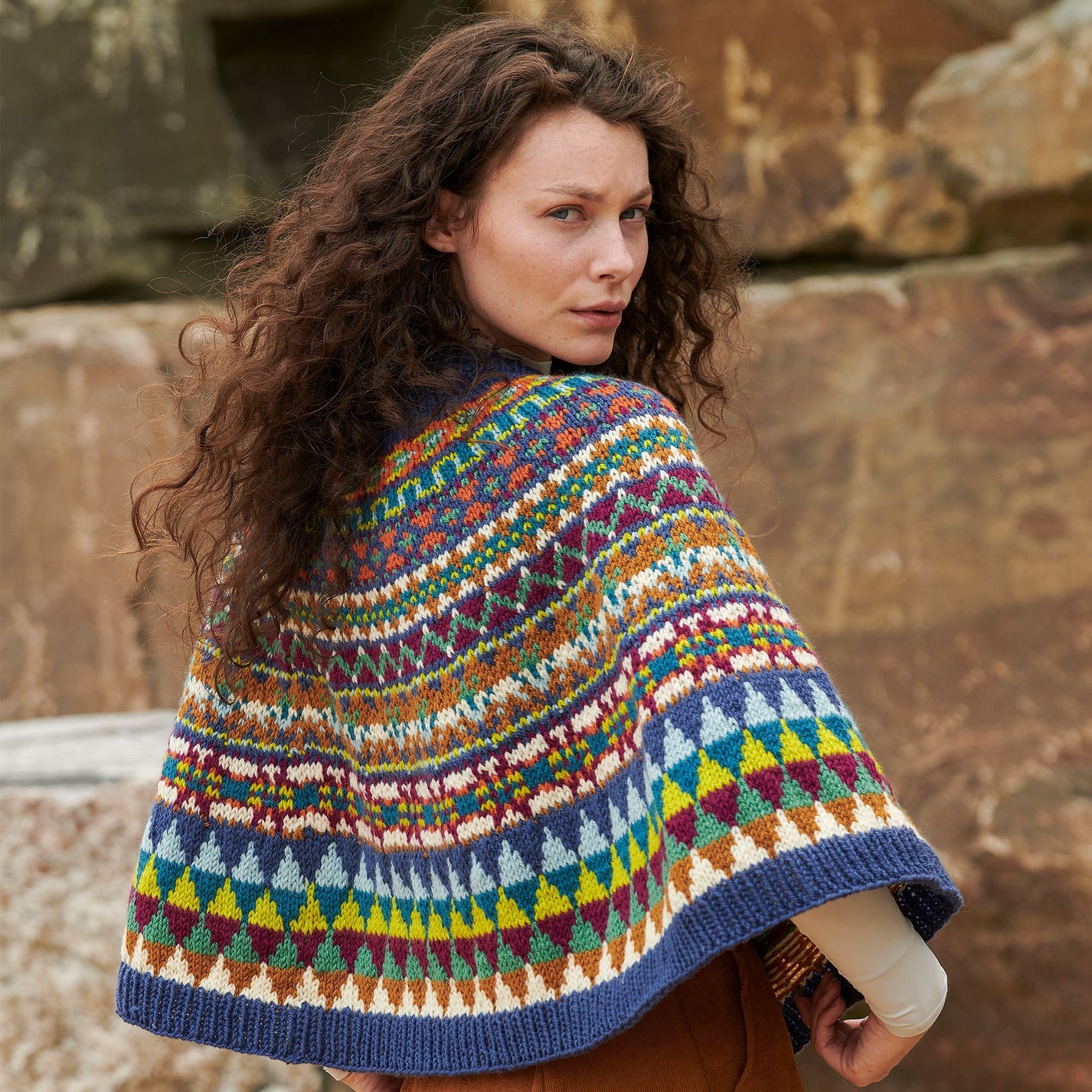 Free Intermediate Patons Color Kaleidoscope Poncho Knit Pattern