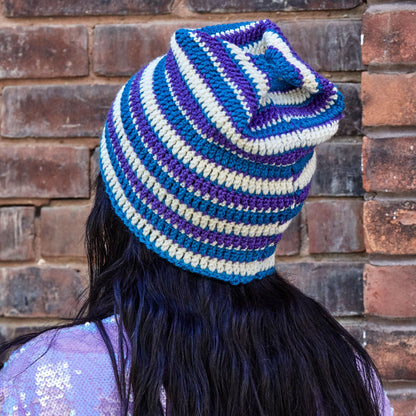 Patons Laura's Striped Crochet Hat Knit Hat made in Patons Yarn