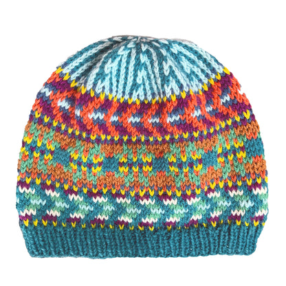 Patons Knit Kaleidoscope Harmony Hat Knit Hat made in Patons Classic Wool Worsted Yarn