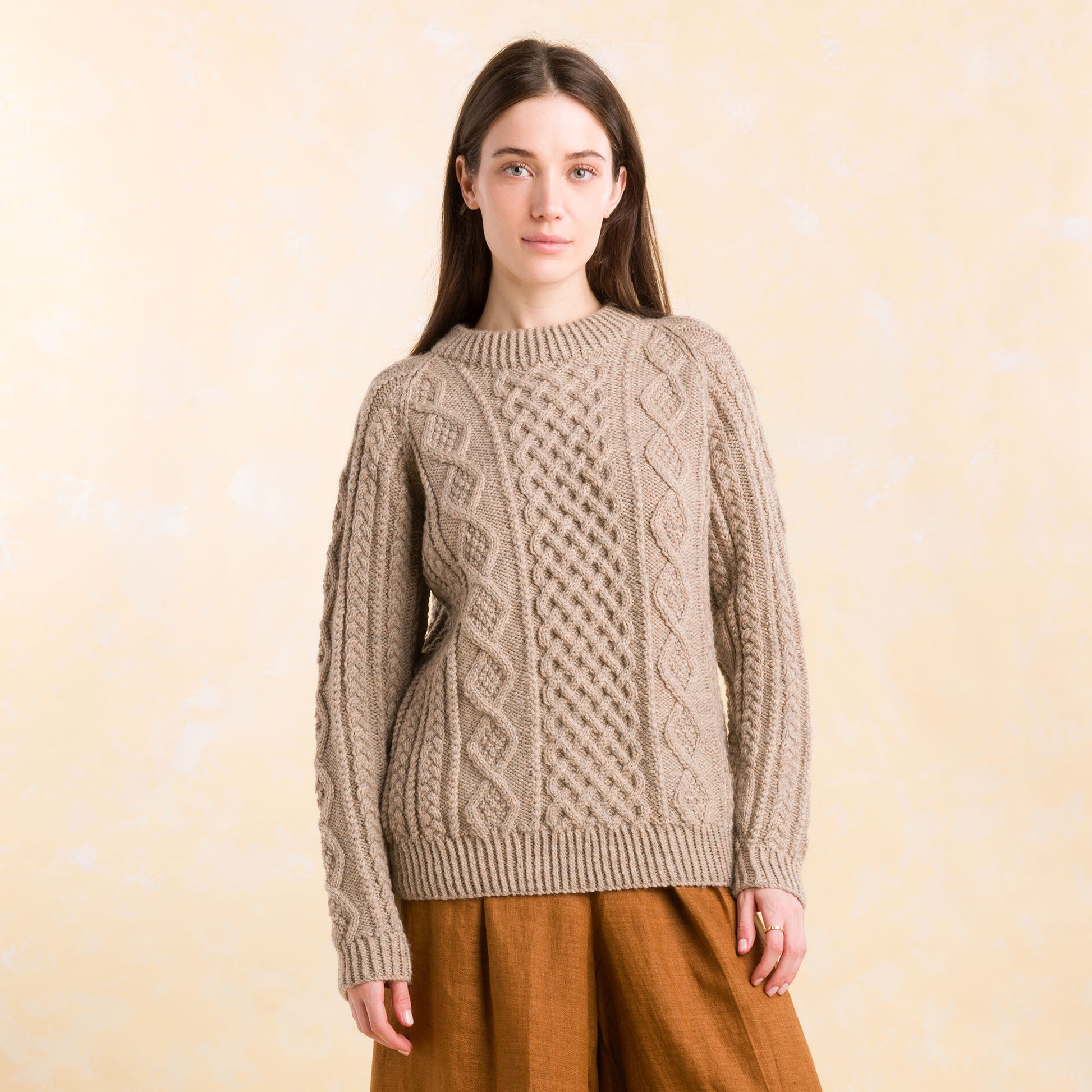 Free Patons Honeycomb Aran Sweater Knitting Pattern Yarnspirations