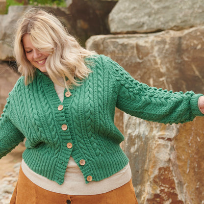 Patons Dovercourt Knit Cardigan Rich Grass