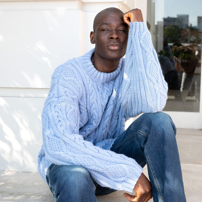 Patons Cable Knit Mock Neck Pullover Knit Pullover made in Patons Classic Wool Worsted Yarn