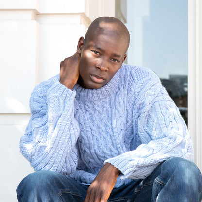 Patons Cable Knit Mock Neck Pullover Knit Pullover made in Patons Classic Wool Worsted Yarn