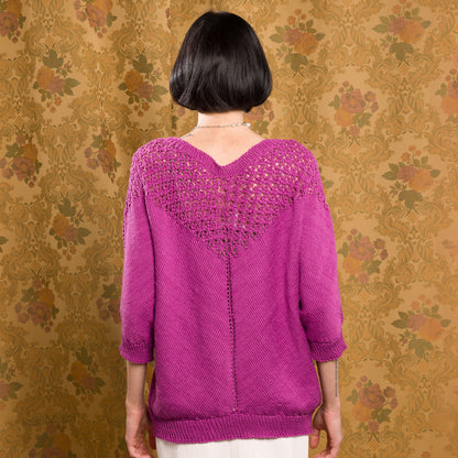 Patons Knit Lacy V-Neck Pullover Patons Knit Lacy V-Neck Pullover