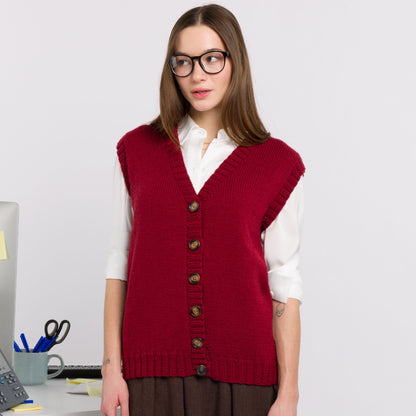 Patons Button Front Knit Vest Claret