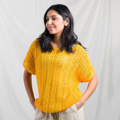 Patons Linen Goldenrod Lace Knit Top Knit Top made in Patons Yarn
