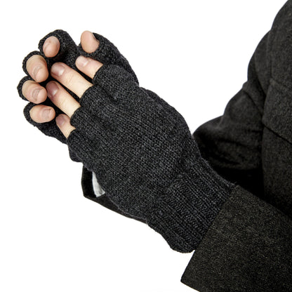 Patons Fingerless Knit Gloves For Adult Gentry Gray