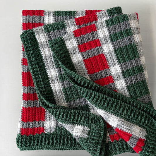 Crochet Christmas Plaid Throw